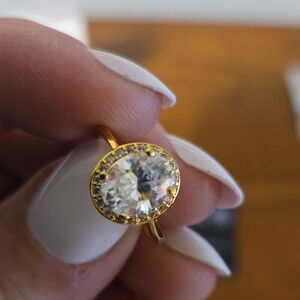 Radiant Gold Women's Ring with Crystal Accent